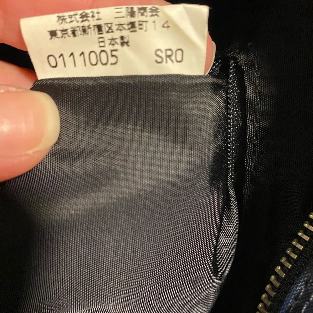 Burberry Navy Tote with Chain-Print Scarf Accent